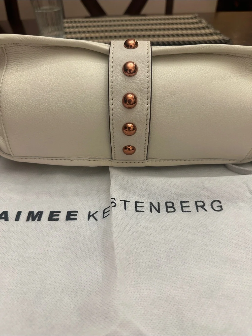 Aimee Kestenberg Cream Great Escape Crossbody Bag with Rose Gold Accents